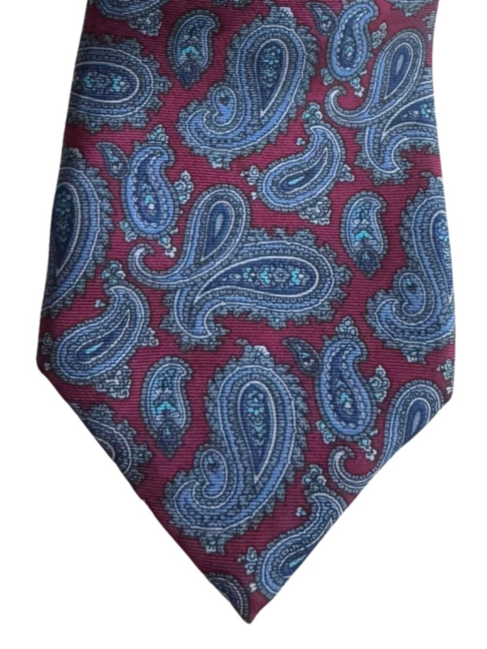 John Weitz Paisley Silk Tie Vintage 90s Burgundy Red Blue Teal Statement